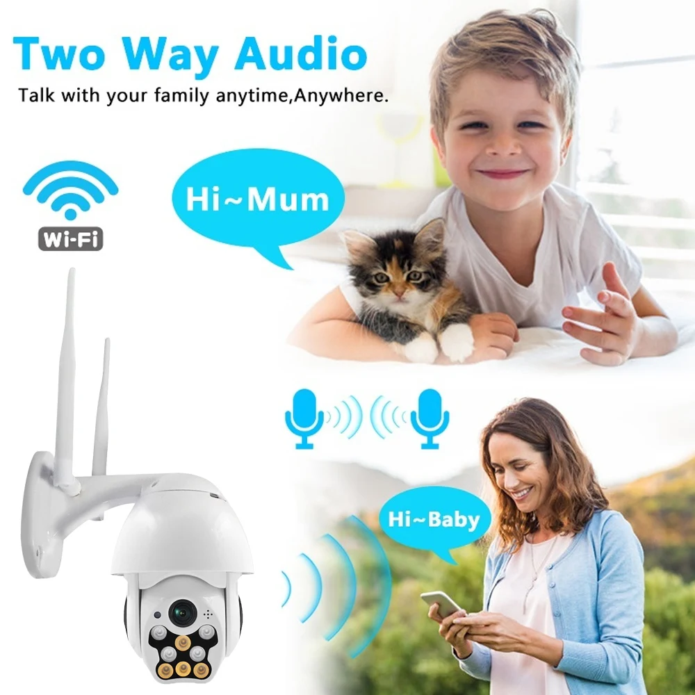 Ip-камера Wifi 1080P высокоскоростная Wifi камера 8 Светодиодный светильник 2-Way Talk Pan Tilt наружная Водонепроницаемая камера наблюдения