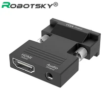 Адаптер Robotsky 1080P HDMI в VGA, аналоговые аудио и видео кабель-конвертер для ПК, ноутбуков, ТВ-приставок, проекторов(China)