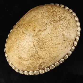 

wedding decoration Collection Tibetan collection of old Gabala skull bag with real silver inlaid gem shell bowl