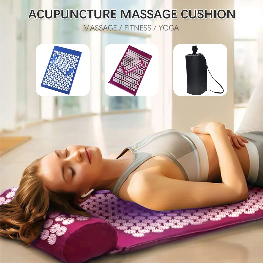 Eco Mat Acupressure Massager Natural Linen Cotton Acupuncture Mats