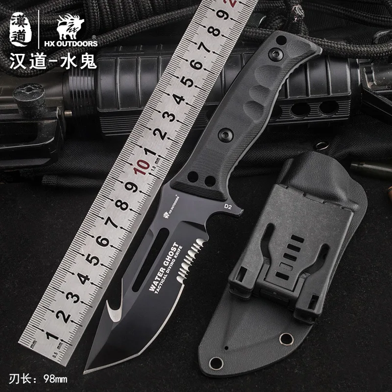 

Hx outdoors Water Ghost D2 Steel Tactical High Hardness Straight Knife Open Country Defensive Survival Saber Carry-on Knife Outd