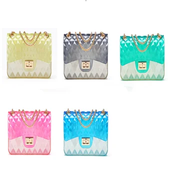 

Fashion style new matte PVC small chain transparent rainbow gradient woman luxury jelly handbag ladies shoulder messenger bag