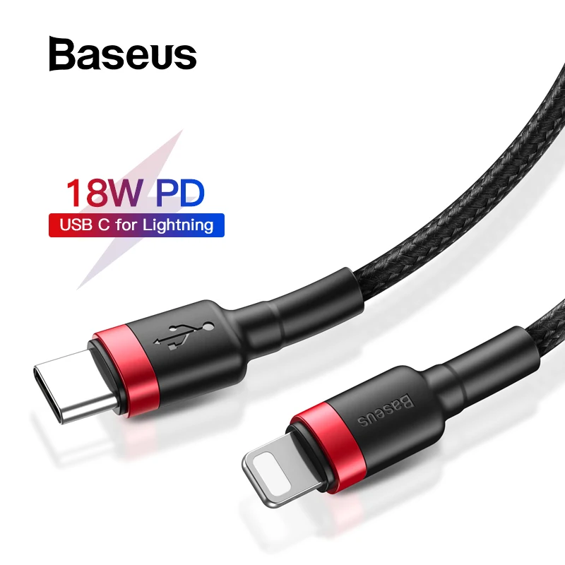 Baseus type C-USB кабель для iPhone 11 Pro Max 18 Вт PD быстрое зарядное устройство USB C для Lightning зарядный кабель для Macbook Pro провод