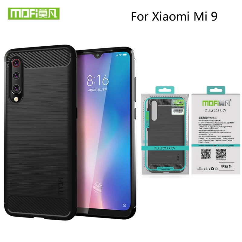 MOFI для Xiaomi mi 9 mi 9 чехол Роскошный углеродный волоконный анти-капля ТПУ мягкий чехол для Xiao mi 9 mi 9 задняя крышка чехол для телефона