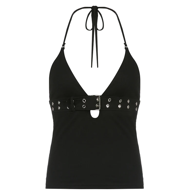 Darlingaga Streetwear Goth Punk Style Dark Halter Top Women Lace Up Sexy  Tank Top Backless Chain Vest Gothic Clothes Crop Tops - Tanks & Camis -  AliExpress