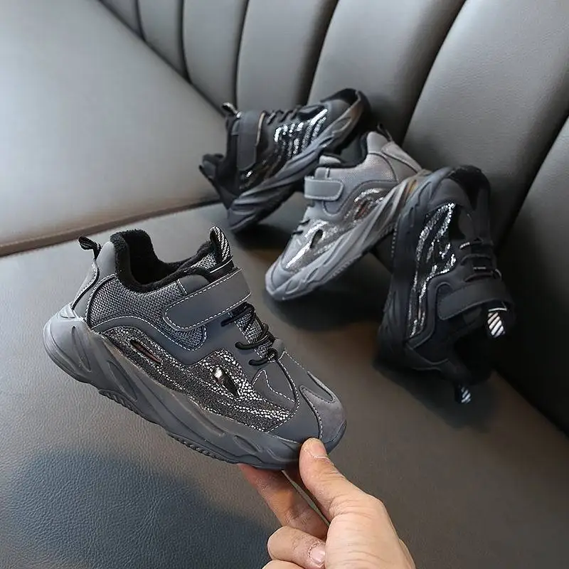

Children Cotton-padded Shoes Fashion BOY'S Second Cotton Warm Casual Running Shoes Girls plus Velvet Sneakers 2019 Winter New St
