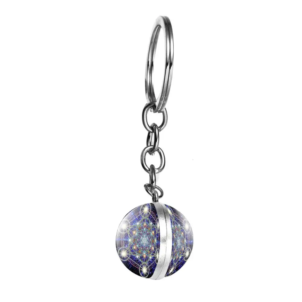 Songda Sacred Geometry Metatron Cube Spiritual Keychain Magic Hexagram Flower Of Life Double Sided Glass Ball Key Chain Llaveros Key Chains Aliexpress