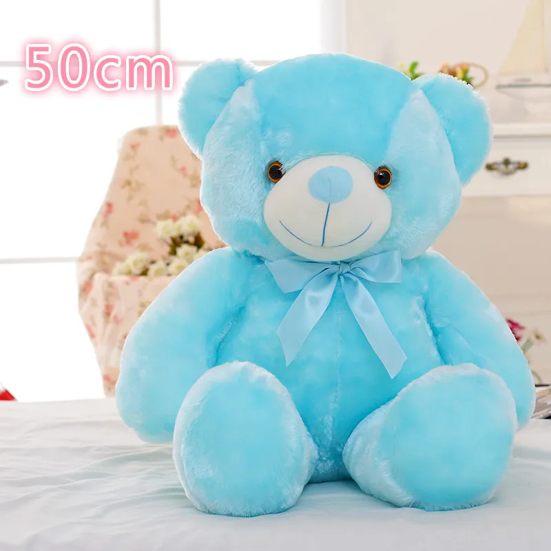 50cm Blue Bear 50 см красочные светящиеся плюшевая собака светодиодный светильник Подушка Детские Мягкие игрушки кукла животного подарок на день рождения для ребенка - Цвет: 50cm Blue Bear