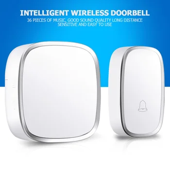 

Remote Control Intelligent Doorbell Set 36 Tune Songs Plastic Door Ring Cordless Smart Waterproof Wireless Home Security Doorbe