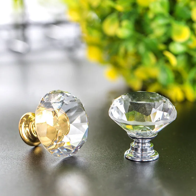 

10X European Style Crystal Cabinet Handle Cupboard Drawer Knob Single Hole Alloy