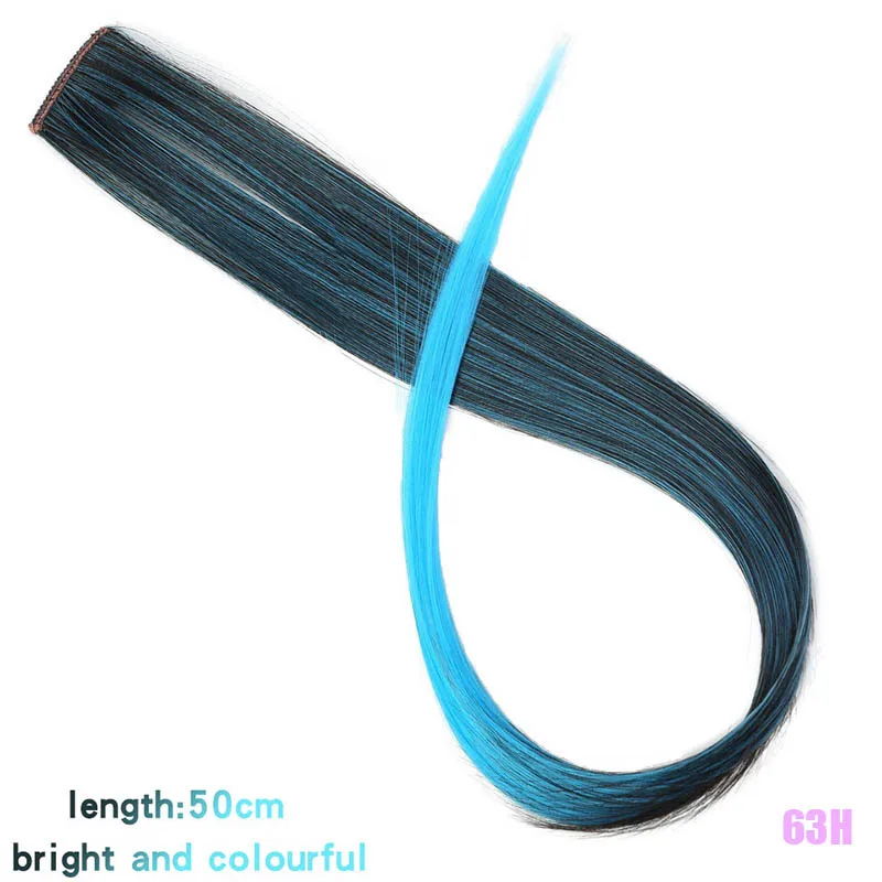 Xuanguang ounico grampo em extensøes de cabelo de uma pecha longa reta resistente ao calor sintético rosa verde cabelo pedas - Цвет: CFP-63H