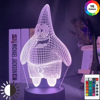 

Cartoon Figure SpongeBob SquarePants Patrick Star Hologram 3d Led Night Light Baby Kid Bedroom Bedside Lamp Gift for Xmas Lights