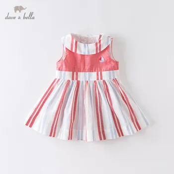 

DBS12581 dave bella summer baby girl's cute patchwork striped dress children fashion party dress kids infant lolita clothes