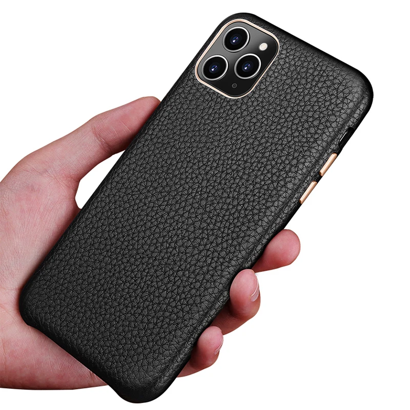 Роскошный металлический чехол с кнопкой громкости для Iphone 11 Pro Max, винтажный тонкий мягкий чехол из натуральной кожи, чехол для Iphone11 Pro