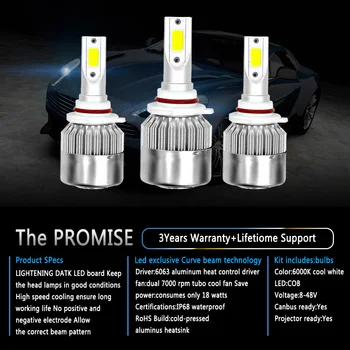 

Hot 2Pcs Car LED Headlight Bulbs LED Driving Lamp All-in-one Conversion Kit H1/H3/H4/H7/H11/9005/9006 36W 6000LM