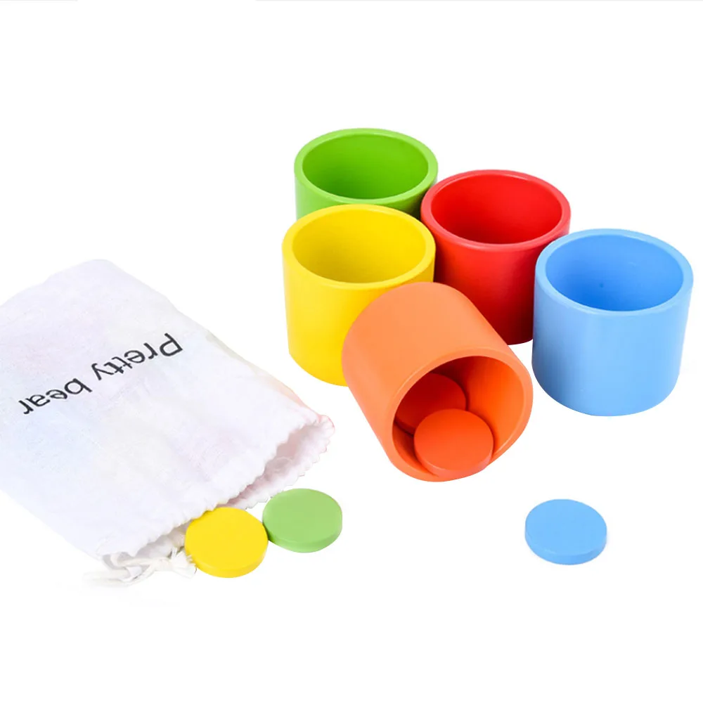  New Wooden Color Classification Matching Cup Toys Kids Color Early Learning Educational Color Class
