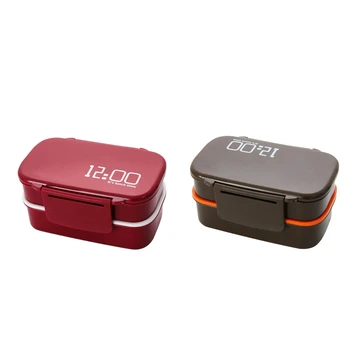 

Claret+Brown Double Layer Thermal Insulated Lunch Box Food Container Home