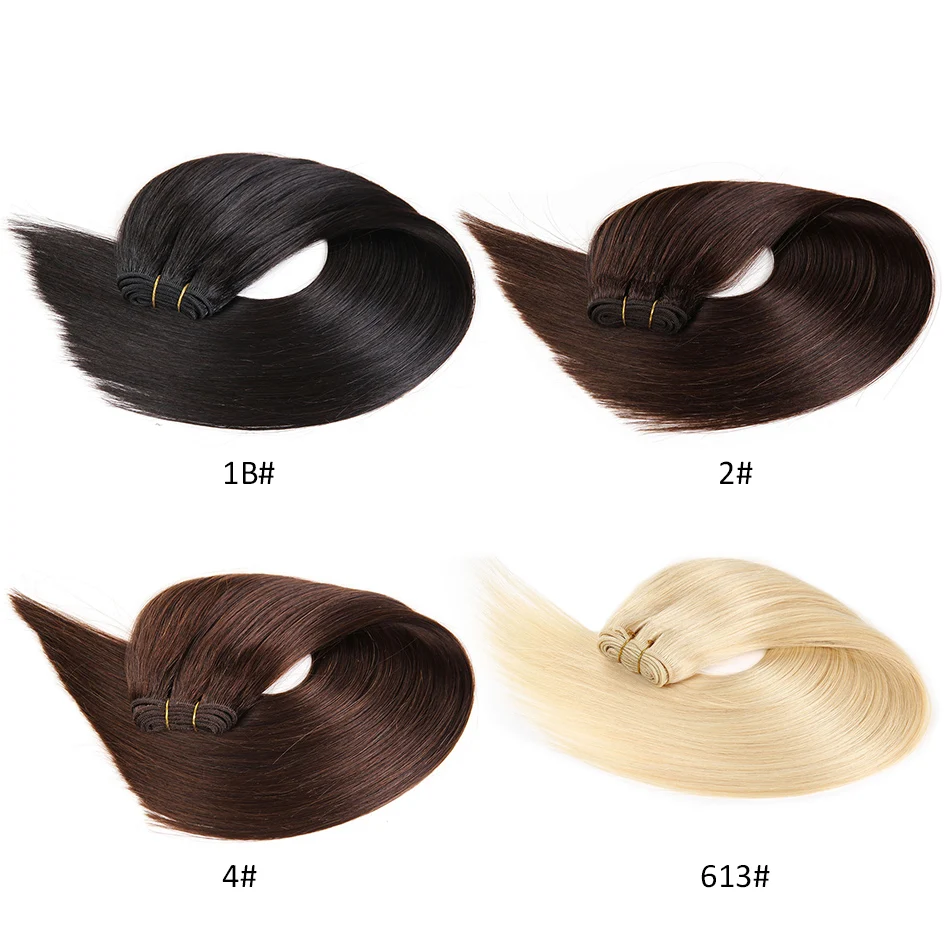  BHF 100% Human Hair Weaves Straight Russian Machine Made Remy Natural Hair Weft 1piece 100g 18