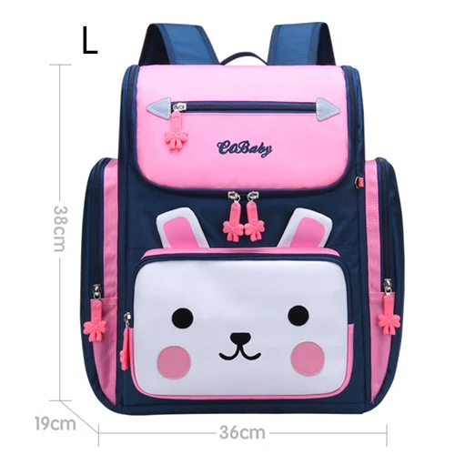Школьный рюкзак для девочки, милый мультяшный кролик, принцесса, сумки для начальной школы, детские дорожные рюкзаки, Водонепроницаемый модный безопасный подарок - Цвет: L pink rabbit