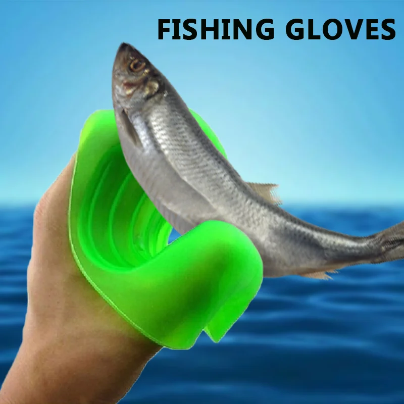 Durable Catch Fish Pad Stab Proof Green Rubber Catch Fish Gloves Practical Portable Tools Sea Fishing Non Slip Catcher