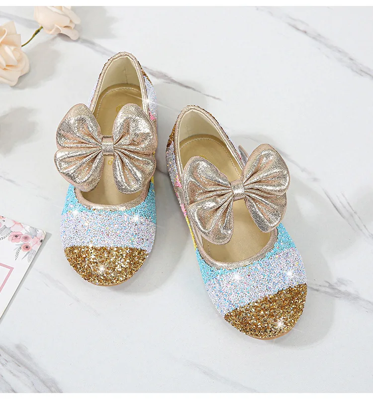 ULKNN Girls Princess Shoes Spring Autumn Leather Shoes Children's Shoes Crystal Soft Bottom Non-Slip Single Shoes Size 24-37 child shoes girl