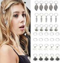 35 шт. серебряные металлические кольца для волос, плетеные дреды, бусины, манжеты для волос, подвеска в виде трубочки, дреды, аксессуары для волос