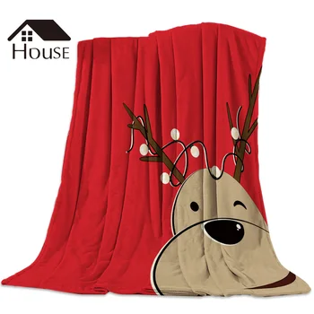 

Christmas Reindeer Throw Blanket Soft Comfortable Velvet Plush Blankets Warm Sofa Bed Sheets