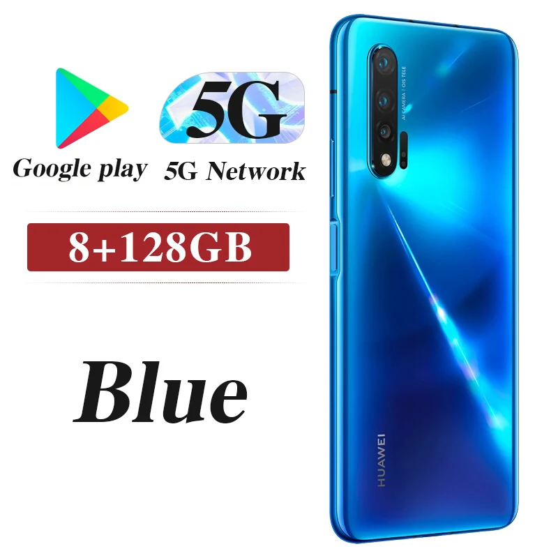 Huawei Nova 6 5G версия 5x Zoom Поддержка NFC 40 Вт supercharge Octa core 4200 мАч 40MP 5 камер лицо+ отпечаток пальца ID смартфон - Цвет: 8G 128G Blue 5G