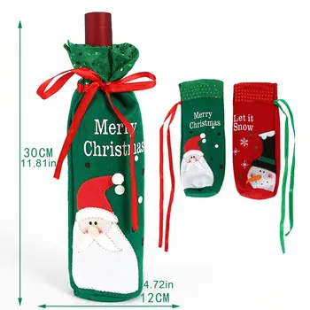 

Christmas Wine Bottle Bag Glitter Holiday Santa Claus Champagne Wine Bottle Cover Christmas Decorations For Home