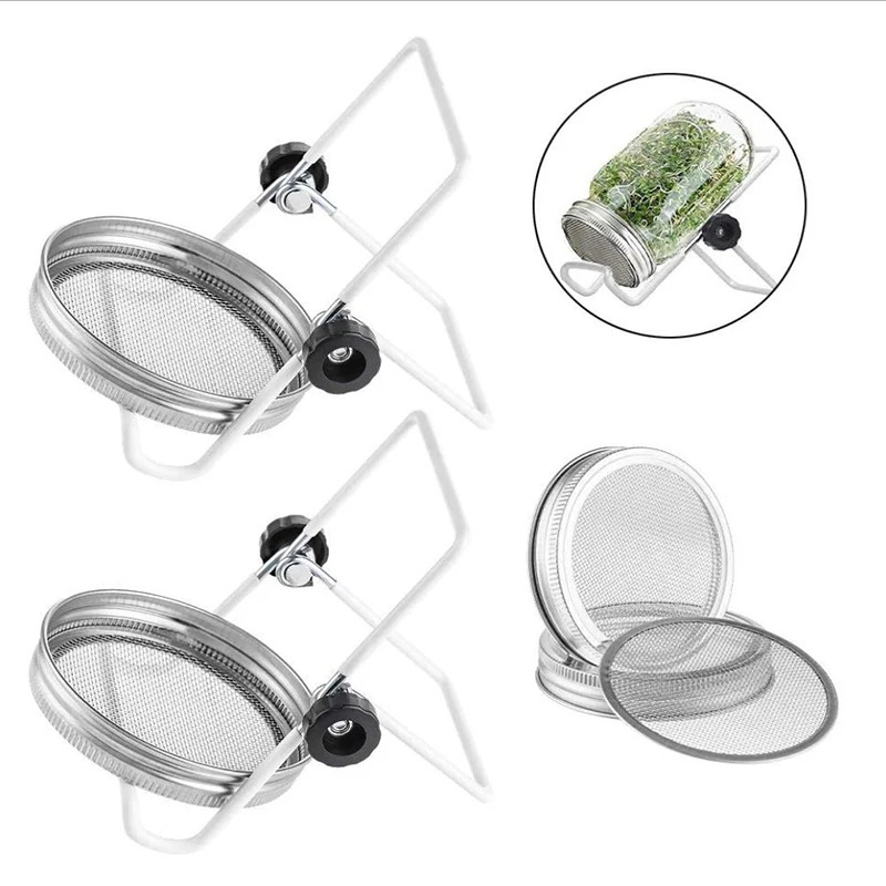 Sprouting Lids Mesh Screen Strainer Filter Stainless Steel Germinator Set Seed Sprouter Germination Cover For Mason Jars Cocina