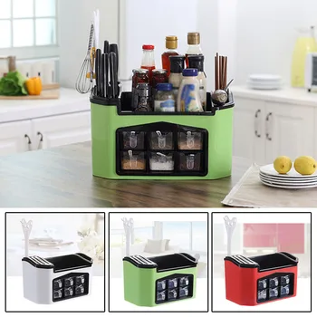 

Kitchen Six Grid Condiments Organizer Seasoning Storage Rack Finishing Shelf Storage Baskets Organizador For Kitchen