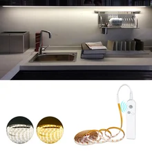 Беспроводной PIR датчик движения шкаф свет светодиодный свет для кухни теплый гибкий 2835 Диодная лента для шкафа кухня 1-3 м кровать лампа