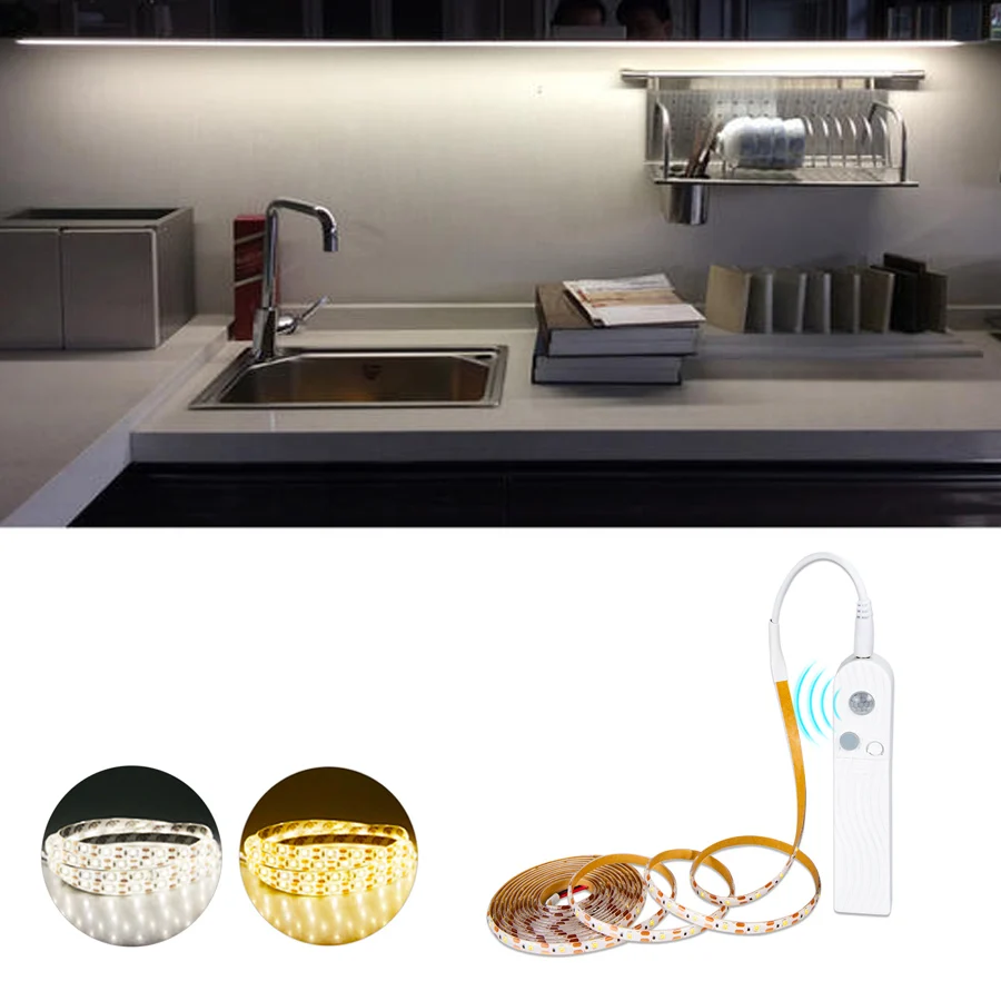 

Wireless PIR Motion Sensor Closet Light LED Lights for Kitchen Warm Flexible 2835 Diode Tape for Cabinet Kitchen 1-3M Bed Lamp