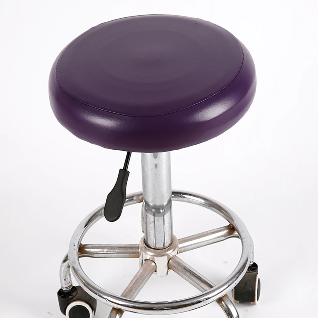 Stretch Bar Stool Covers Waterproof PU Round Rotatable Chair Seat Cases