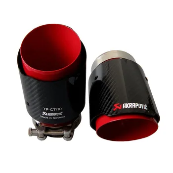 

1PCS Universal Car Oval Slanted Exhaust Tip Glossy Carbon Fiber Muffler Exhaust Tip Muffler Pipe Tailpipe Trims 63mm IN 89mm OUT