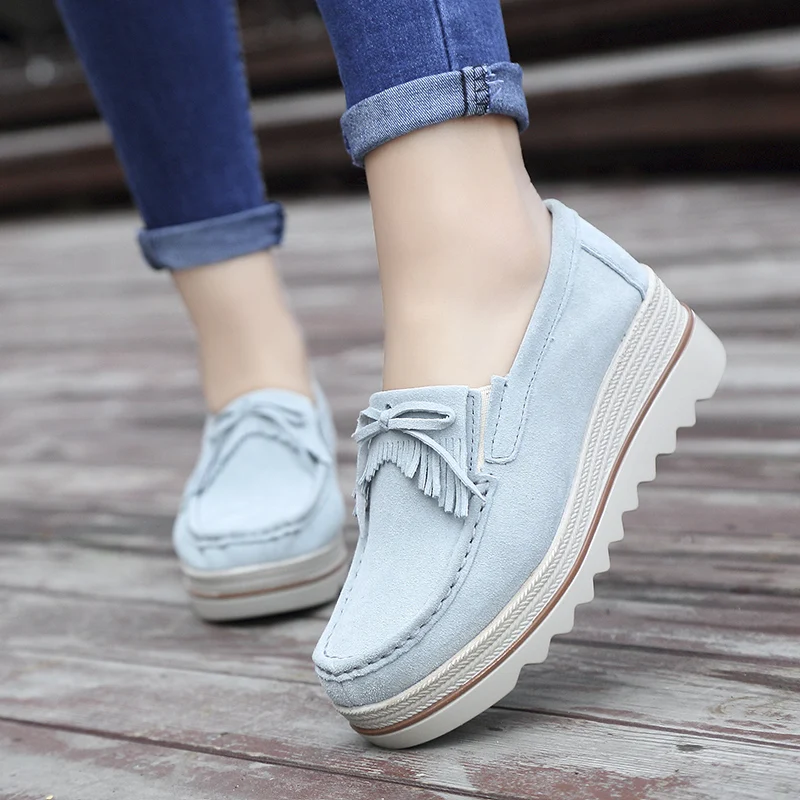 2024 Spring Women Flats Shoes Platform Sneakers Slip On Flats Leather Suede Ladies Loafers Casual Shoes Women loafers shoes