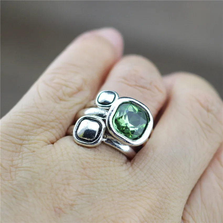 Fashion Design Women Square Crystal Retro Rings 3pcs/Set For Female Party Wedding 17mm Diameter Jewelry ring set finger ring wedding rings wedding ring