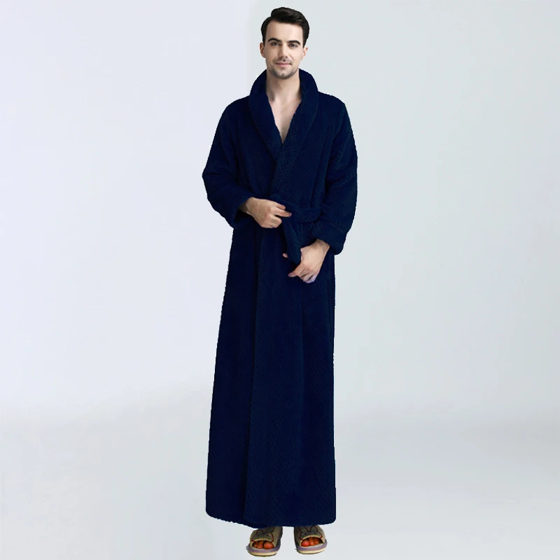 Navy for Man Зимний халат размера плюс, мягкий фланелевый Халат, кимоно, теплый банный халат из кораллового флиса, ночные меховые халаты, халат для мужчин и женщин, одежда для сна - Цвет: Navy for Man