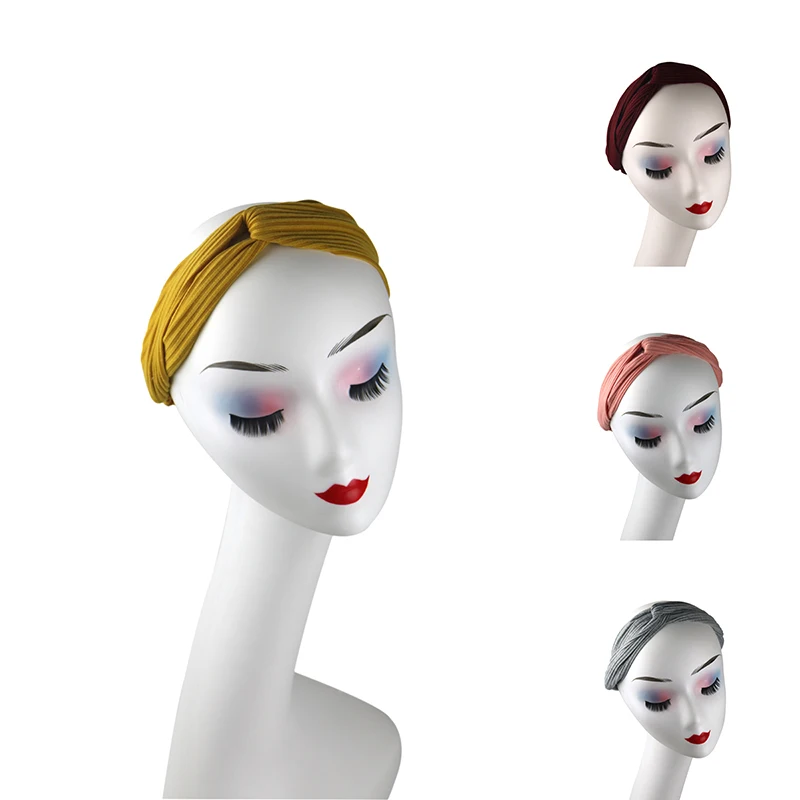 

Origal Headbands for women hair accessories wild fashion solid color fabric knitting hair bandcross headband 2020