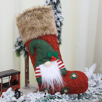 

Gift Christmas Stocking Reusable Package Artificial wool Bag Santa Man