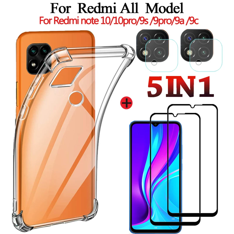Vetro Temperato ,Cover Per Redmi Note 10 Pro 9S 10S 9T Redmi 9 C Nfc Nfc Silicone Custodia Completa Xiaomi Redmi 10 Telefono Redmi 9C Note 10S Cover R