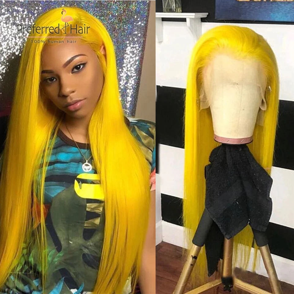 Предпочтительный предварительно выщипанный желтый парик прямой 613 кружевной передний парик с детскими волосами Remy бразильские полностью кружевные человеческие волосы парики для женщин