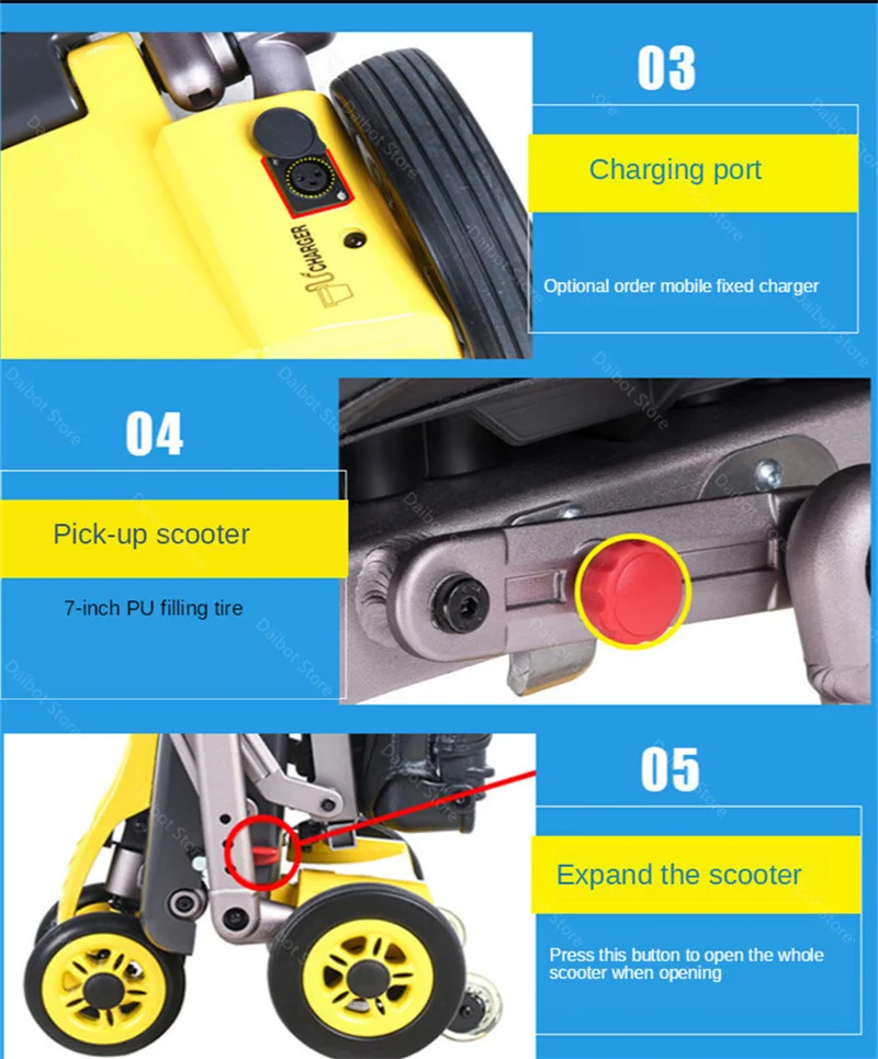 DB Foldable Electric Scooter Four Wheeled Electric Scooters 11.5AH 24V 340W ElderlyDisabled E Scooter Electric (16)
