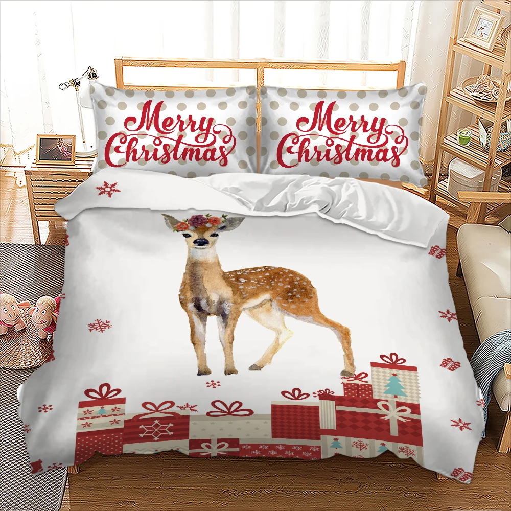 Рождественский детский комплект постельного белья, 3D мультфильм веселый рождественский подарок Санта Клаус одеяло Стёганое одеяло крышка наволочки для подушек, Twin queen Размеры год