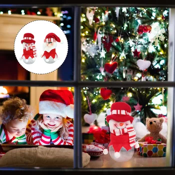 

2Pcs Christmas Santa Claus Candy Jar Snowman Cookie Plastic Decorative Boxes