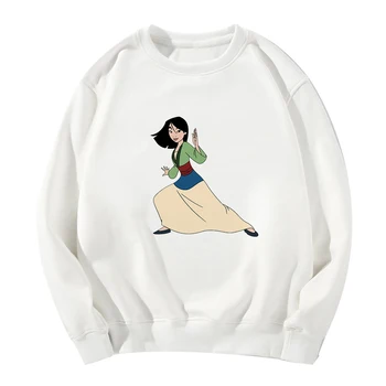 

Spring Autumn Oversize Hatless Hoodies Sweatshirt Women Kpop Feminism Princess Mulan Printing Long Sleeve Clothes Jumper