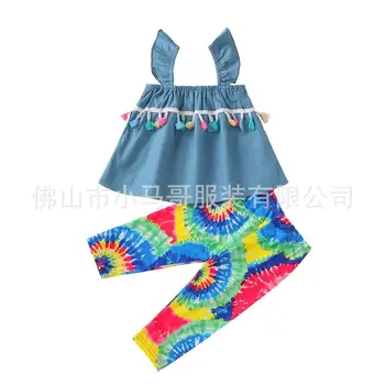 

Toddler Baby Clothing Girl Clothes Sets Outfits Sleeveless top Flower Pants 2Pcs suit set