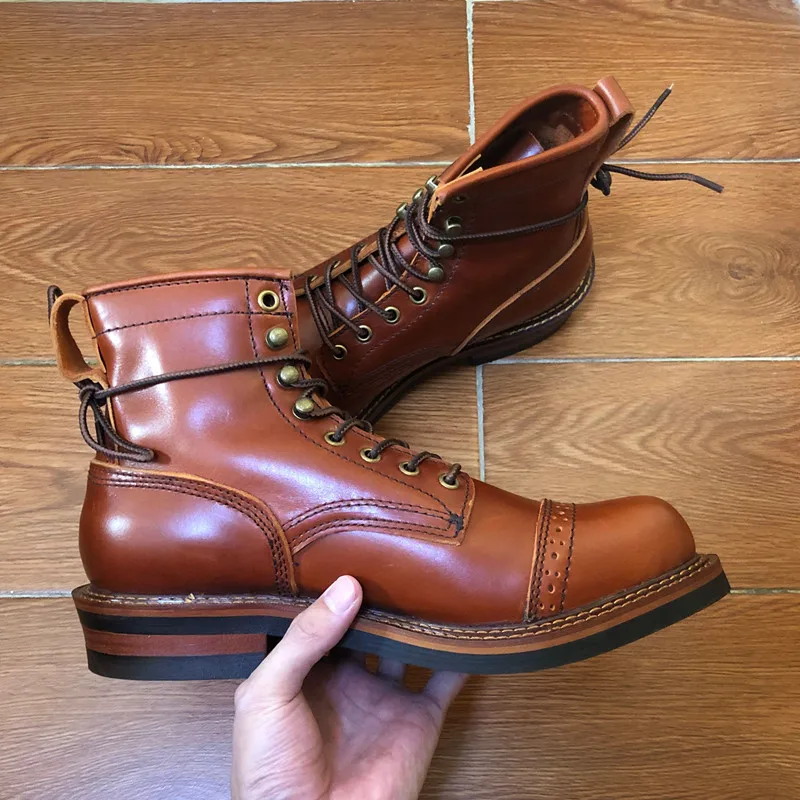 Yomior/брендовые новые стильные зимние мужские ботинки из натуральной кожи на шнуровке; винтажные высококачественные рабочие белые ботильоны; мотоботы