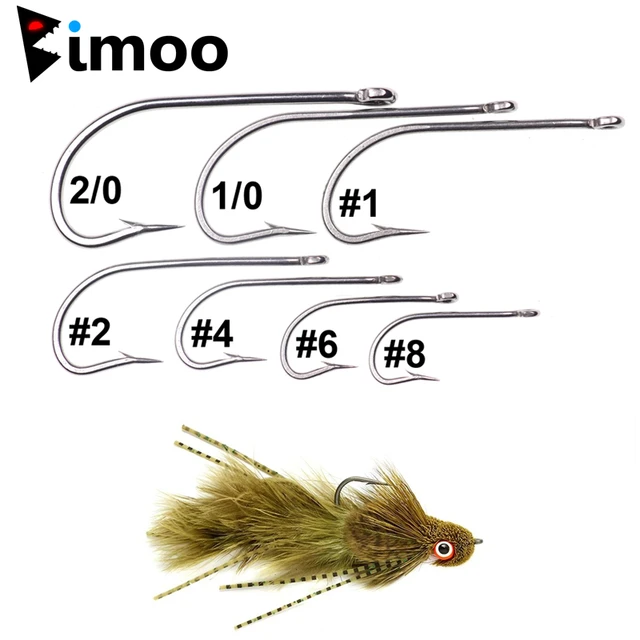 Bimoo 20pcs Stainless Steel O'SHAUGHNESSY Fish Hooks Long Shank Saltwater  Streamer Fly Tying Hooks for