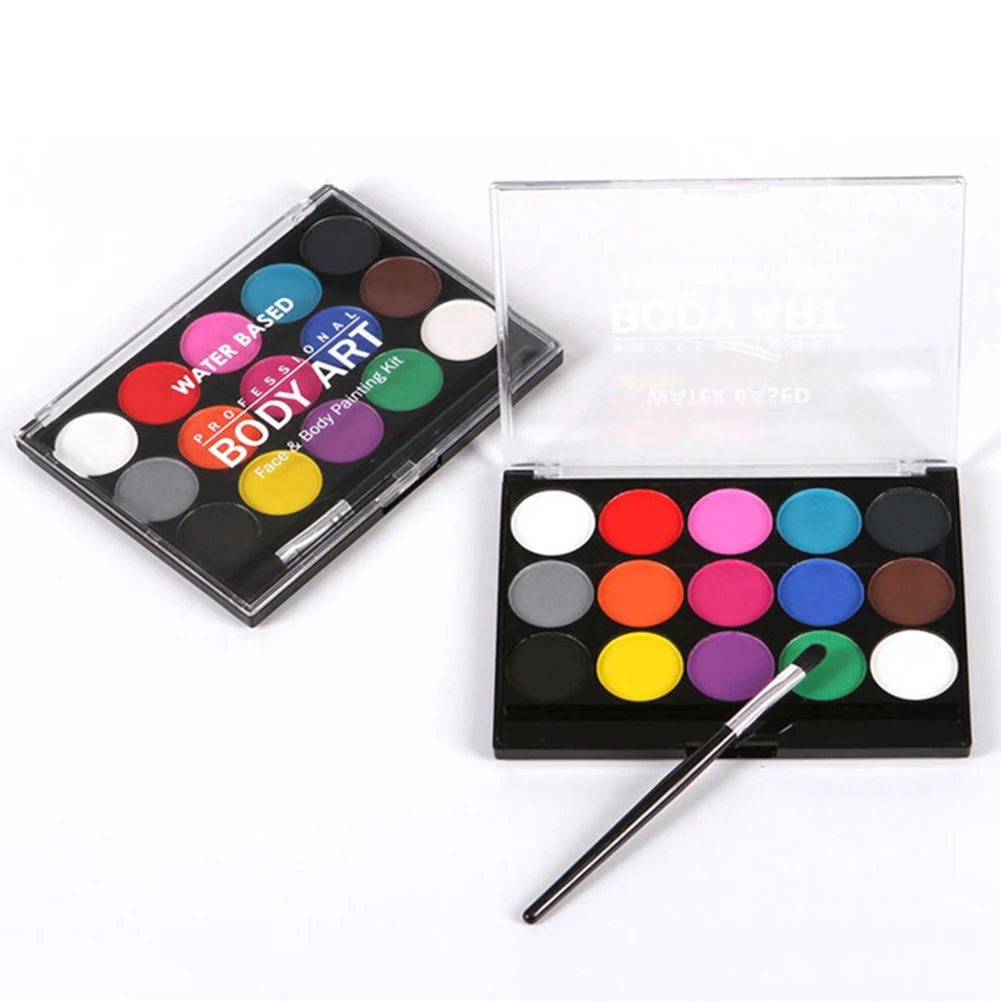 15 Colors Artist Washable Kids Face Watercolor Paint Solid Pigment Tattoo Inks Makeup Tool Halloween Makeup Carnaval